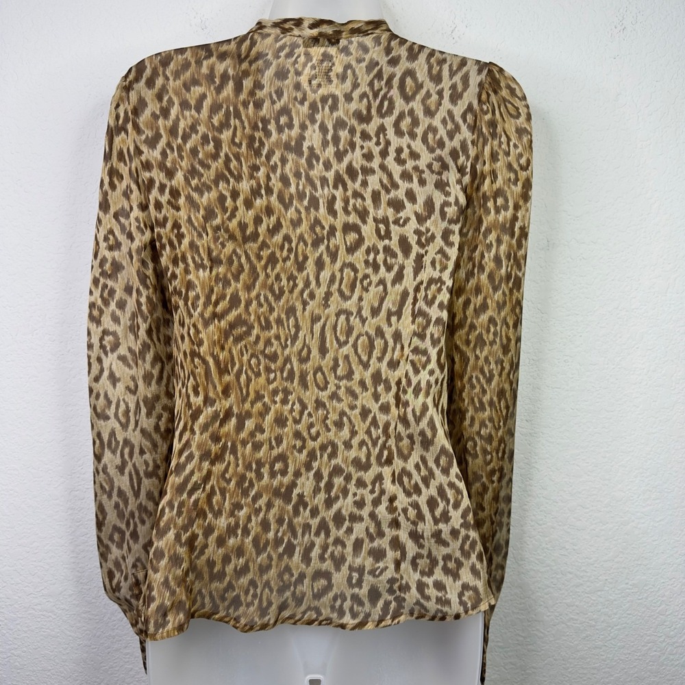 D&G Dolce Gabbana Leopard Silk Tie Blouse Womens IT38/XS Italy Luxury Maximalist - Picture 2 of 13